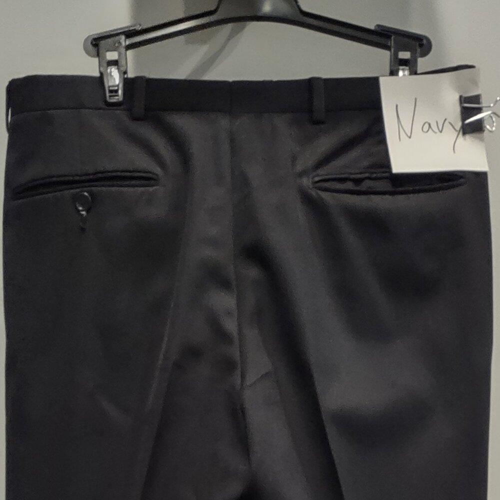 Oscar De La Renta navy, cuffed, pleated, Pants (32 in waist)